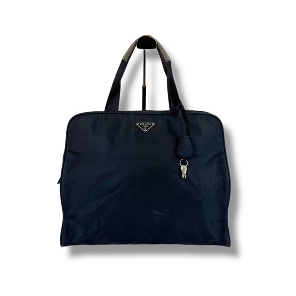 Prada Mini Tote Bag with Padlock Handbag Dark Navy Blue Testu Nylon